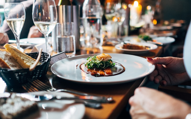 Elegantly plated dish under warm lighting